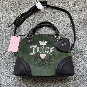 Juicy Couture NWT Green Velour Dome Satchel Purse
